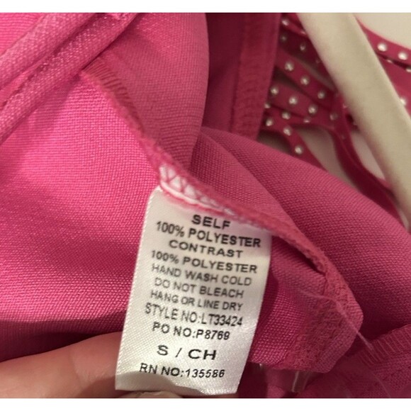 Mainstrip Pink Studded Fringe Spaghetti Strap Crop Top NWT Small - Picture 7 of 10